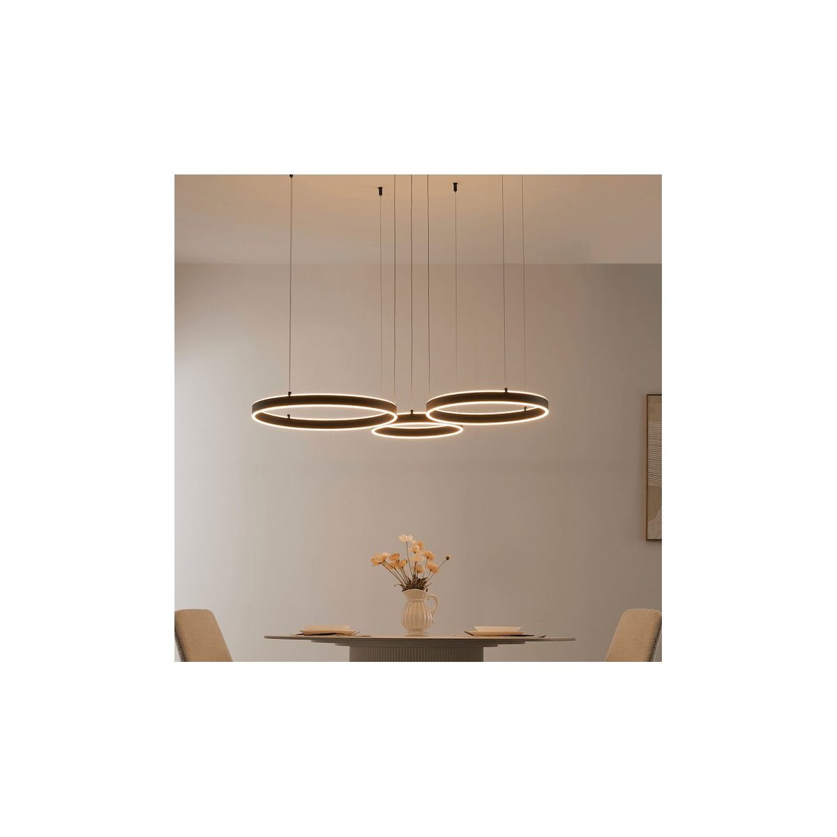 Grand lustre LED à trois anneaux - BLISKO noir, KOSILUM