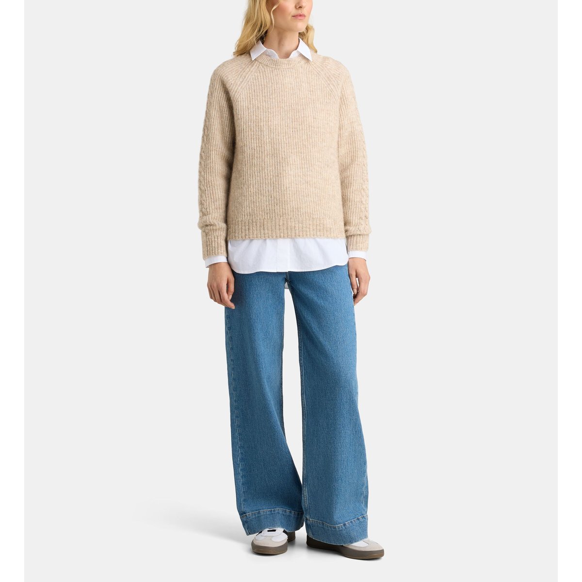 Pull droit friend r maille mousseuse beige, GALERIES LAFAYETTE
