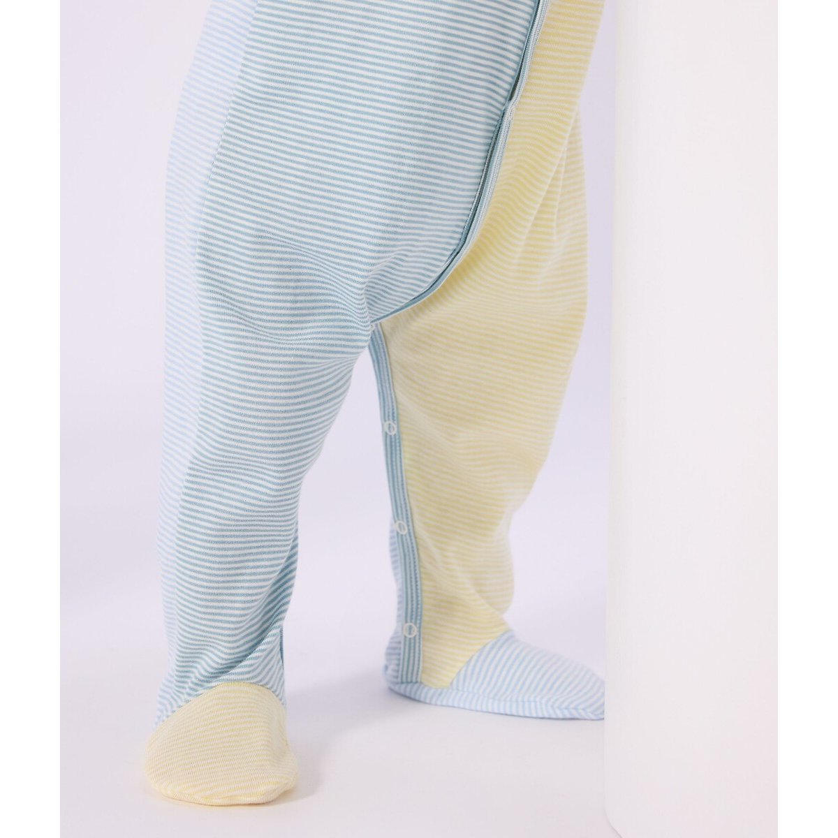 Striped Print Cotton Sleepsuit multi-coloured striped, PETIT BATEAU