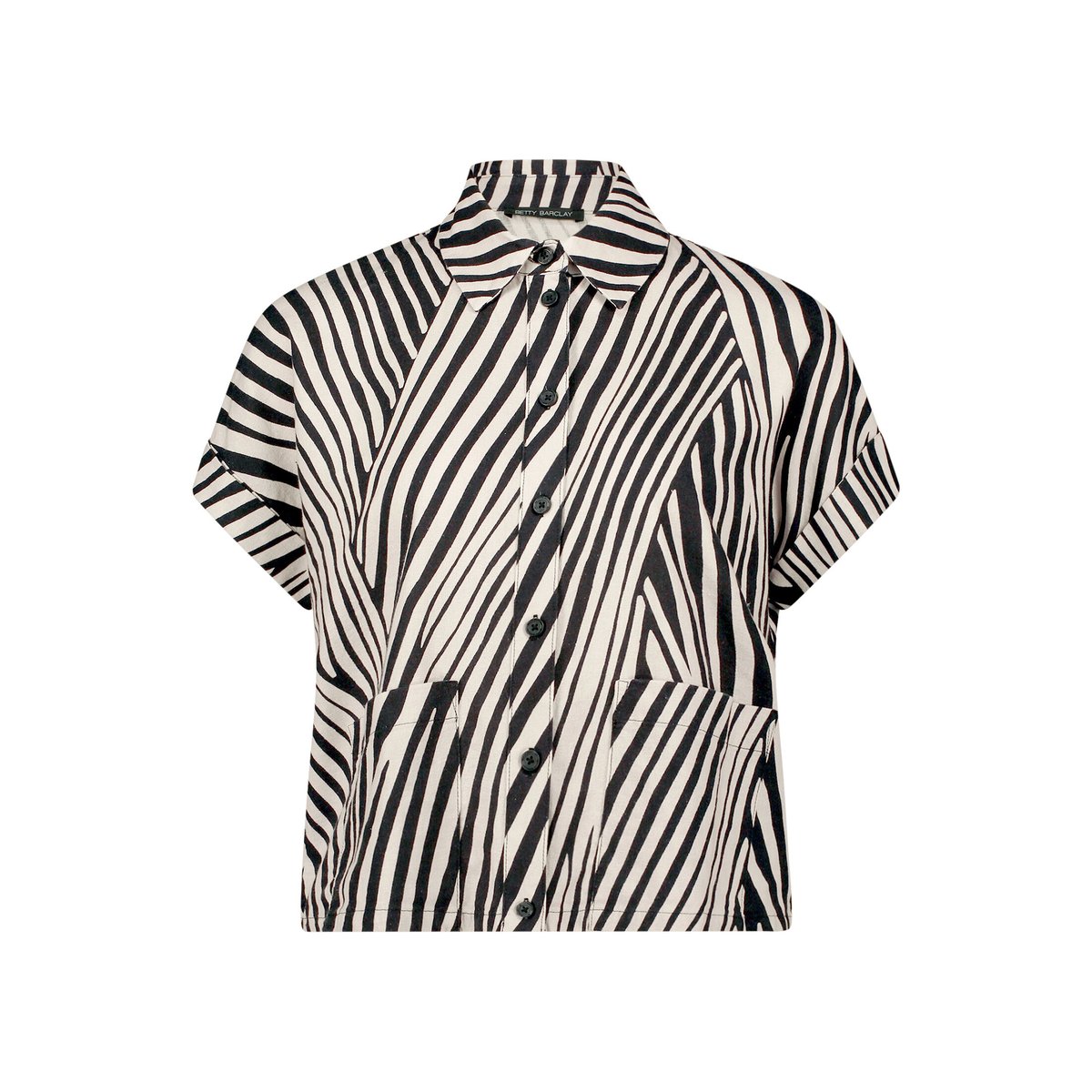 Chemisier en lin à col noir/beige, BETTY BARCLAY