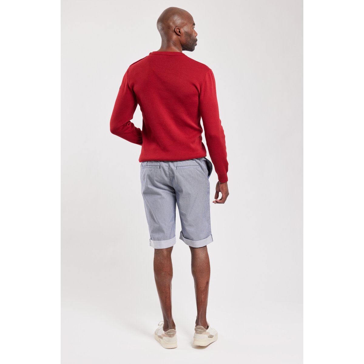 Bermuda rayé en coton raye bleu, ARMOR-LUX