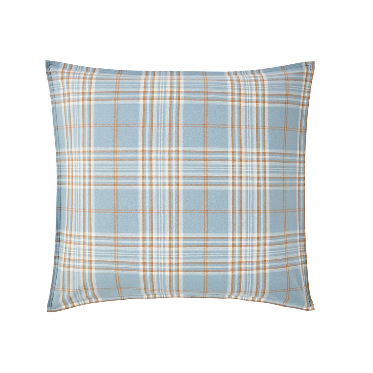 Taie d'oreiller imprimée en flanelle de coton, TARTAN bleu, ESSIX