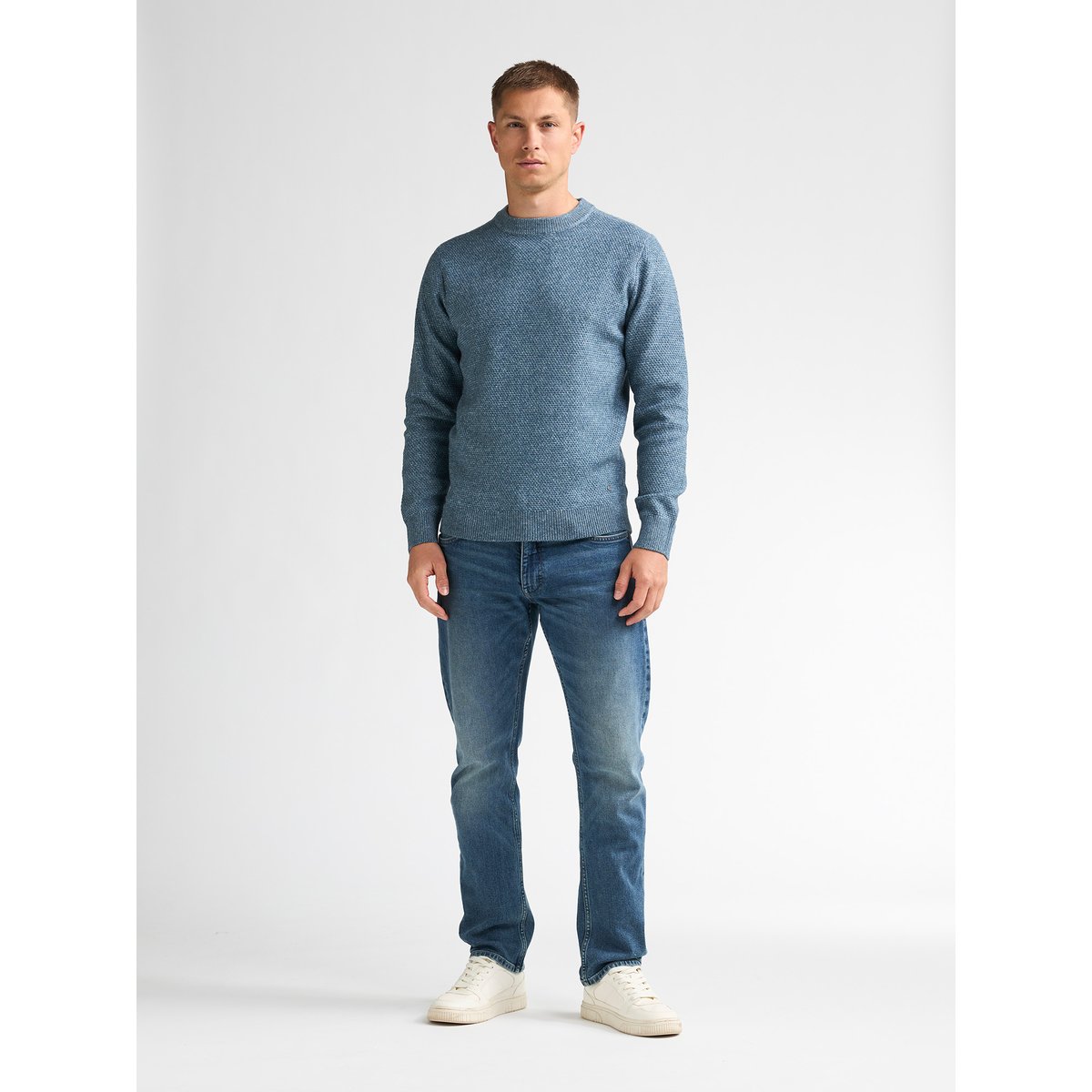 Pull col rond chiné steelstone bleu storm blue, PETROL INDUSTRIES
