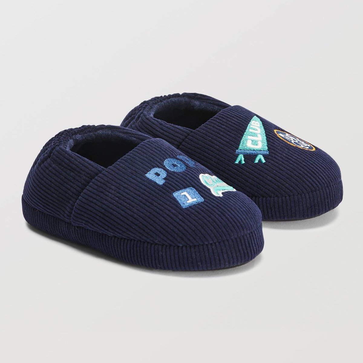 Chaussons garçon velours côtelé marine, MONOPRIX