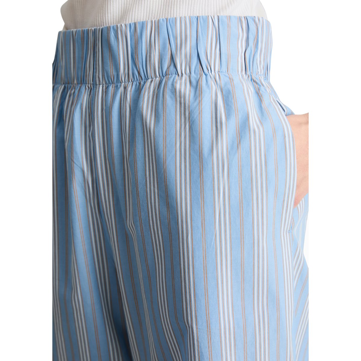 Culotte rayée cheville longue en popeline Papertouch bleu, MARC O’POLO DENIM