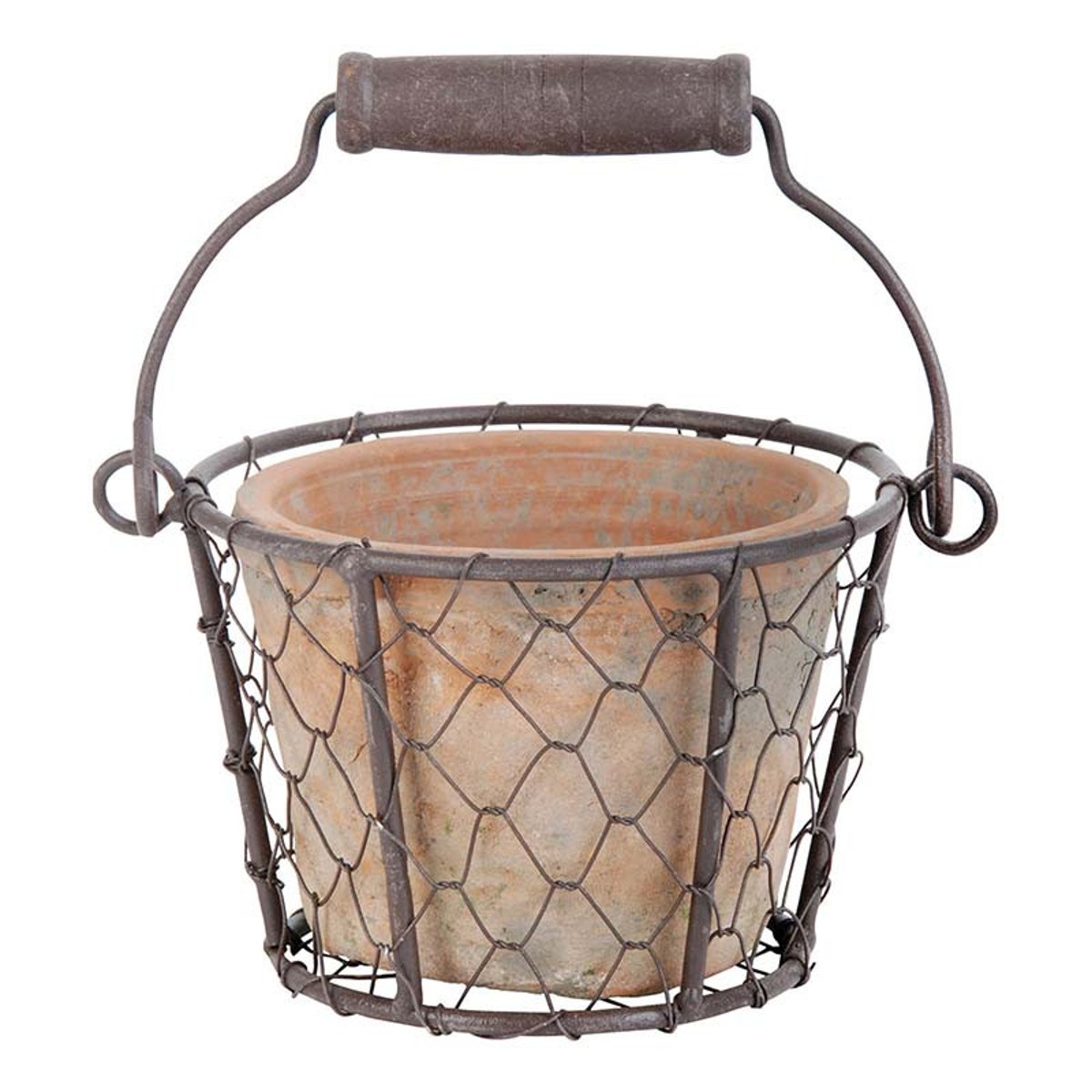 Porte pot métal et pot en terre cuite couleur unique, ESSCHERT DESIGN