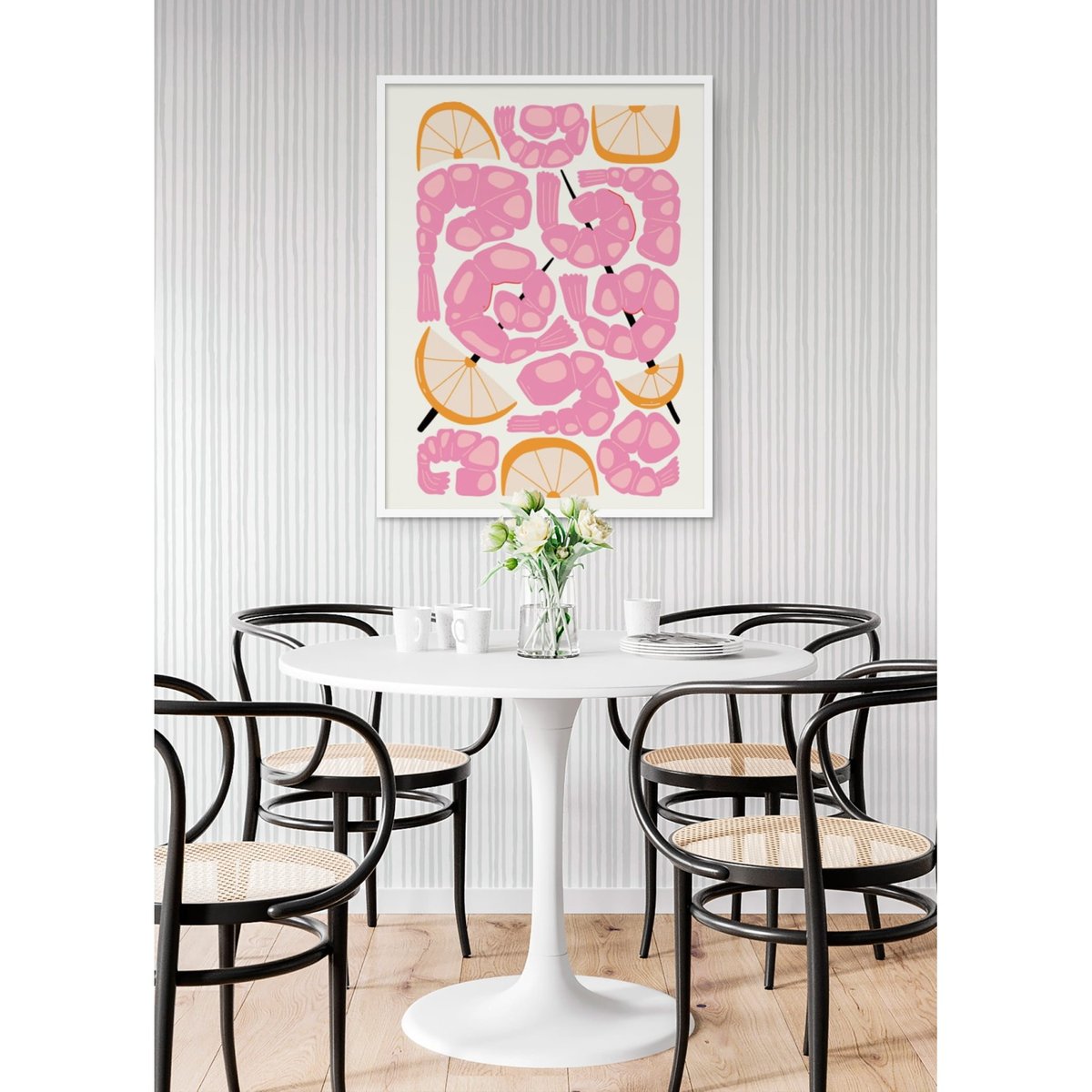 Affiche Crevettes & Agrumes blanc, L'AFFICHERIE