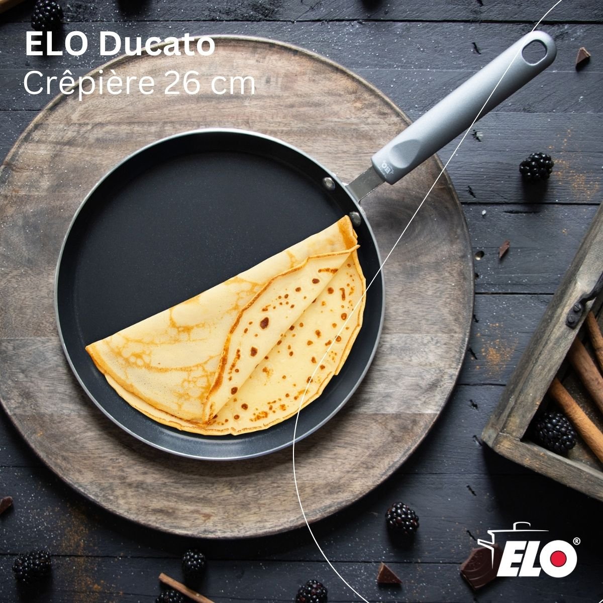 Set de 1 Poêle 26 cm avec 2 ustensiles de cuisine DUCATO noir, ELO