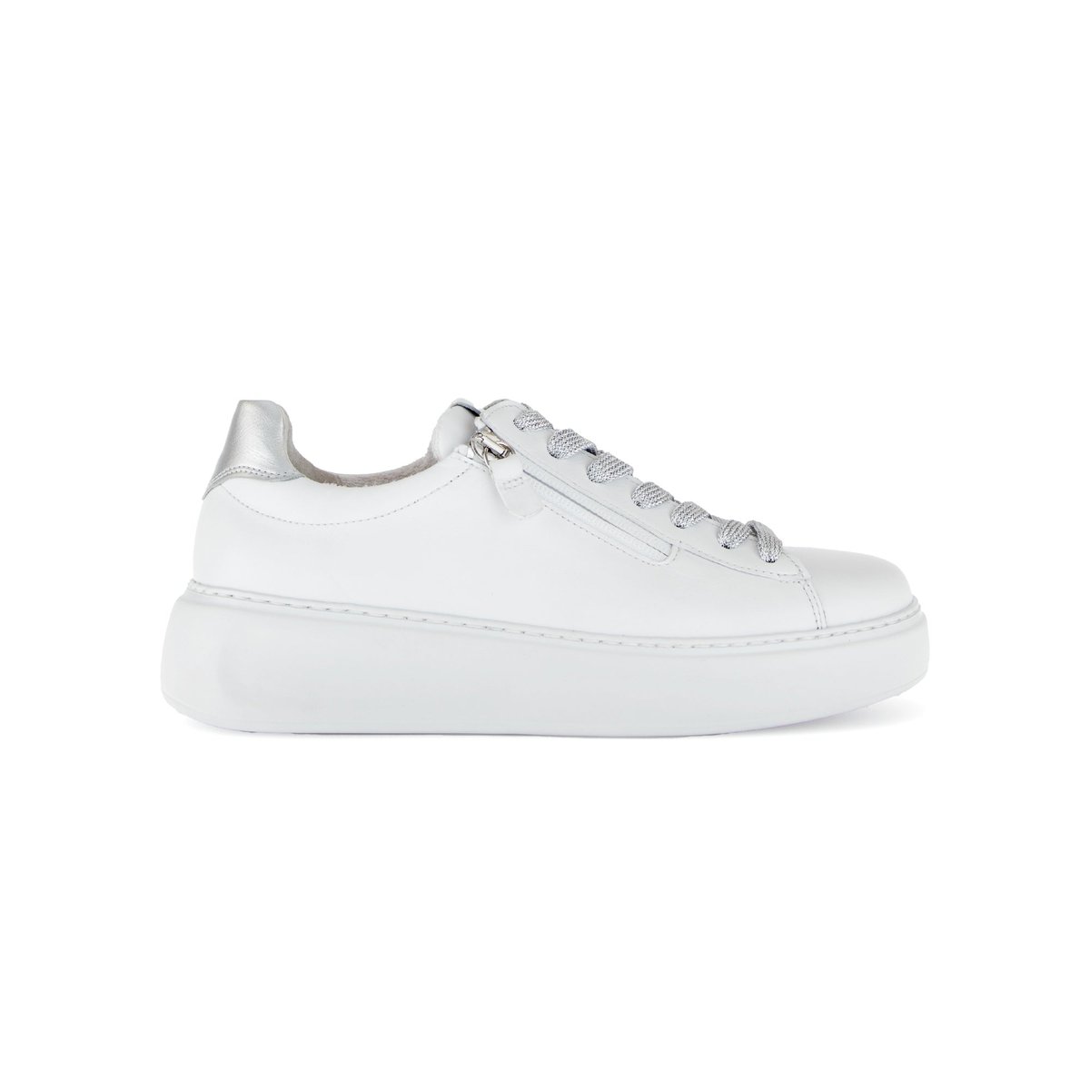 Baskets en cuir lisse à talon compensé blanc, GABOR