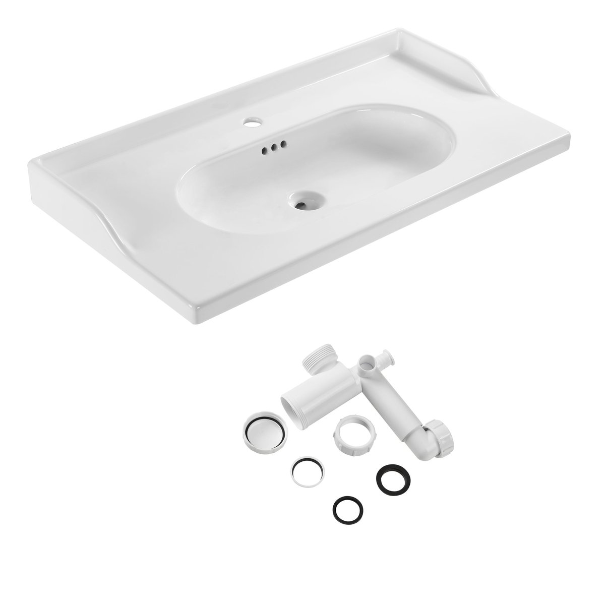 Plan vasque en céramique, CHARM blanc, SENSEA