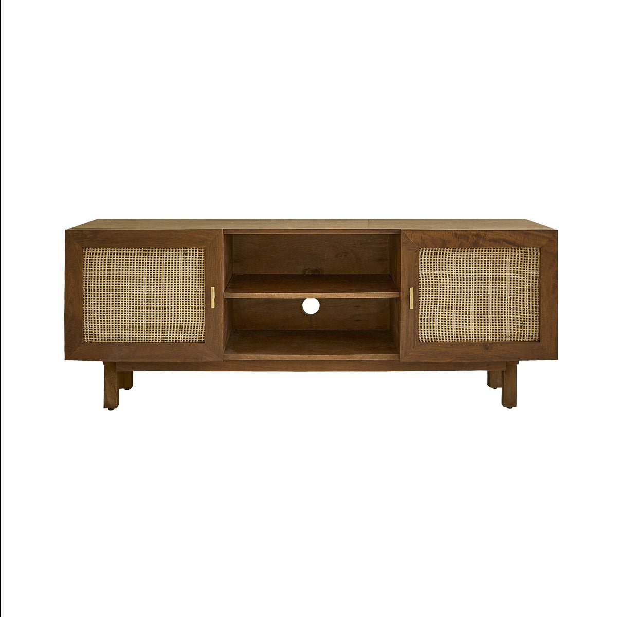 Meuble TV en bois massif et cannage 140 cm  RAPHAEL marron, BERAH GETAH