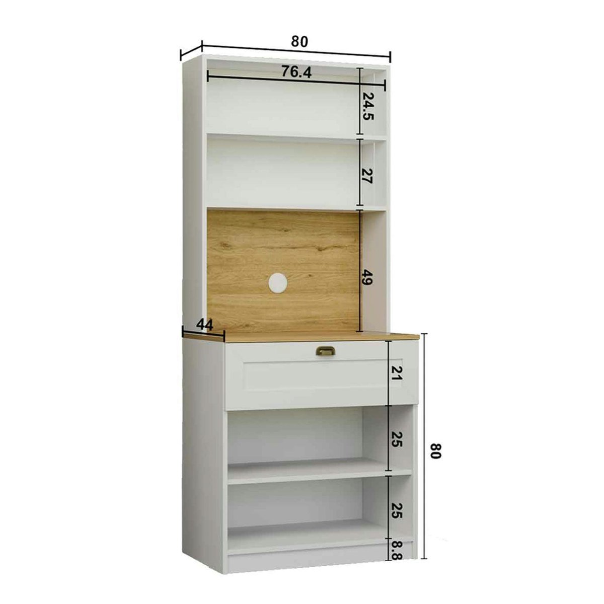 Vaisselier de cuisine à LED 4 portes décor blanc et noir AURA blanc, PIER IMPORT