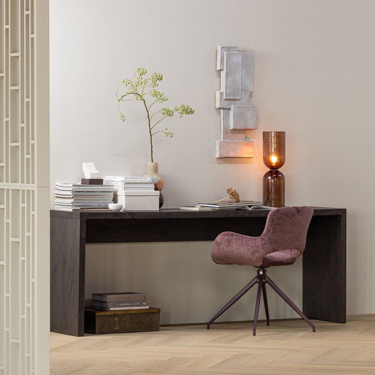 Lot de 2 chaises de table en velours ELIVA violet, WOOOD