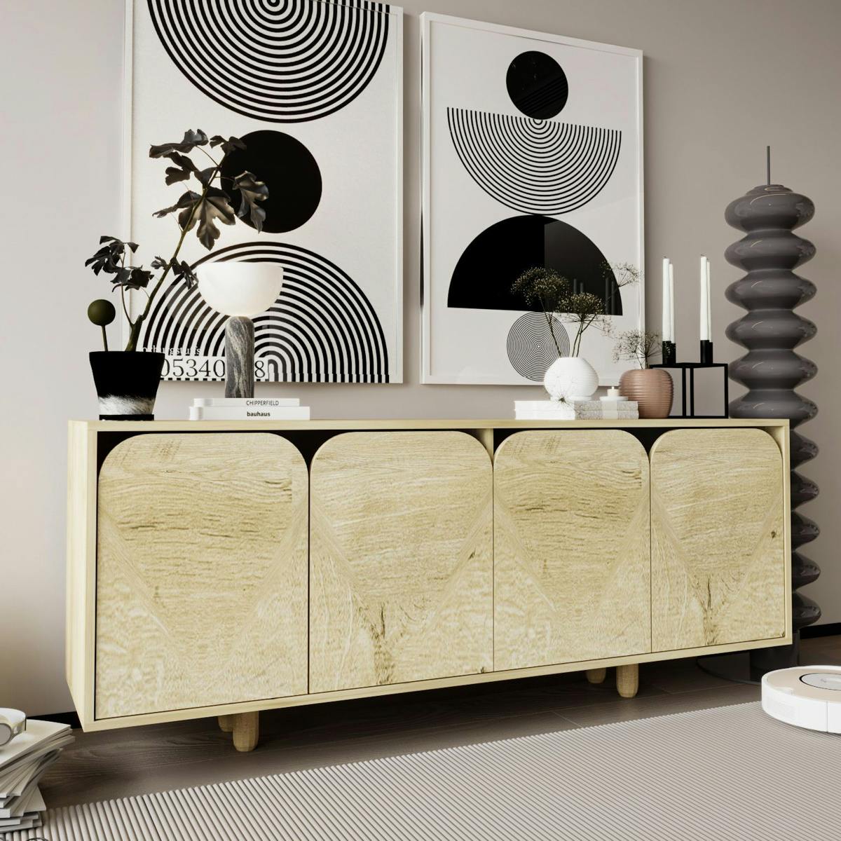 Buffet enfilade 180 cm - 4 portes VAREN chêne, PIER IMPORT