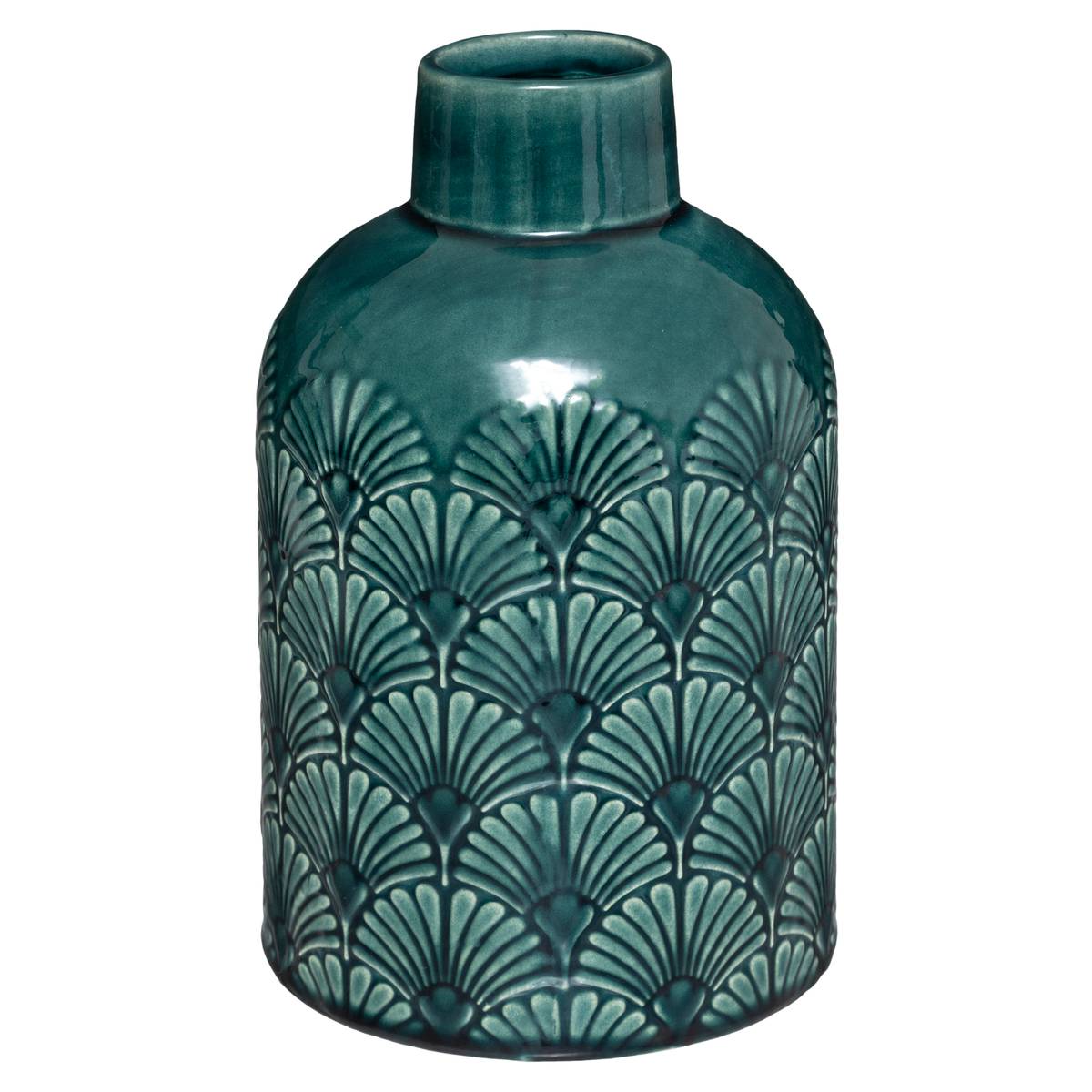 Vase cylindre en dolomite à motifs art déco FEEL bleu, ATMOSPHERA