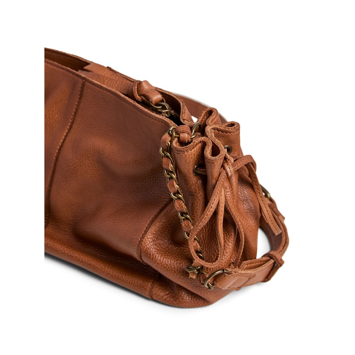 Pihanna Leather Handbag cognac, PIECES