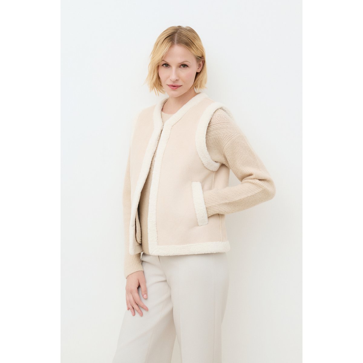 Veste courte droite VLOUP sable, CAROLL