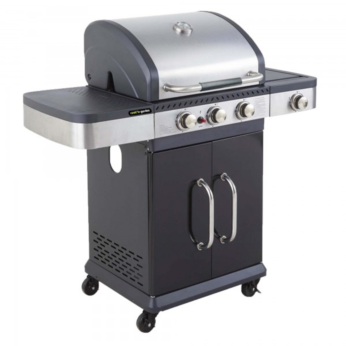 Barbecue Gaz et desserte, FIDGI 3 noir, COOK IN GARDEN