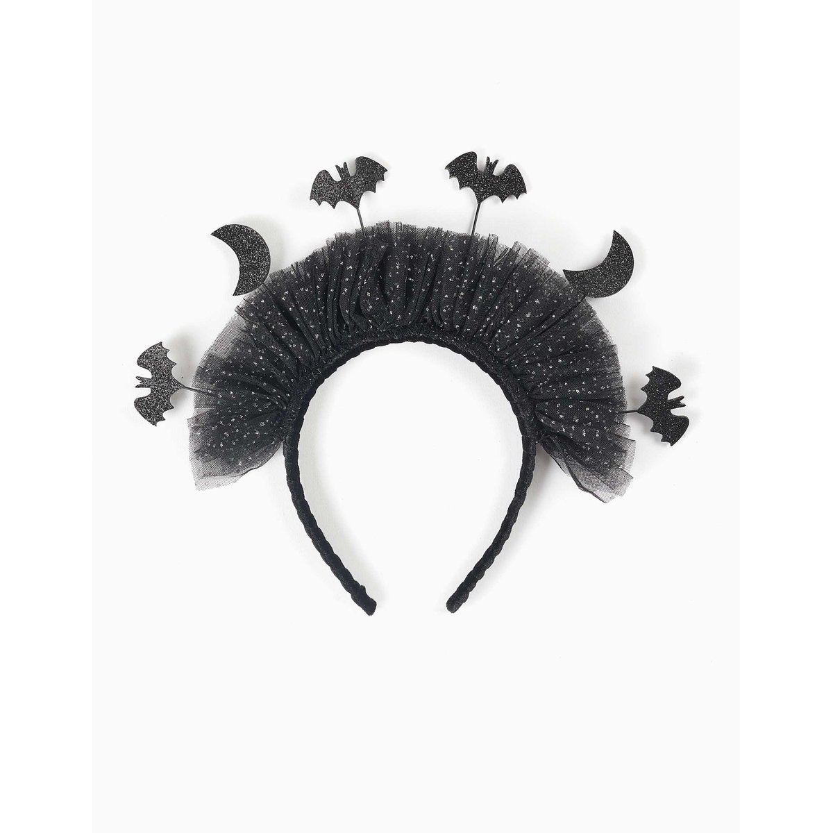 Serre-tête en tulle avec lunes et chauves-souris noir, ZIPPY