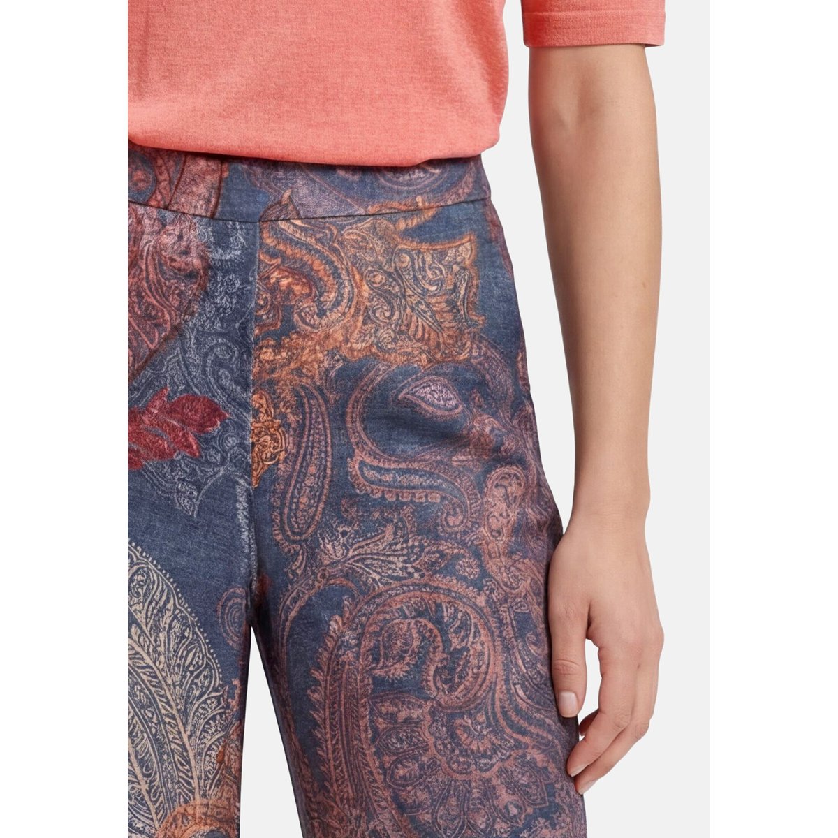 Pantalon Marlene à taille élastique bleu/rouge, BETTY BARCLAY