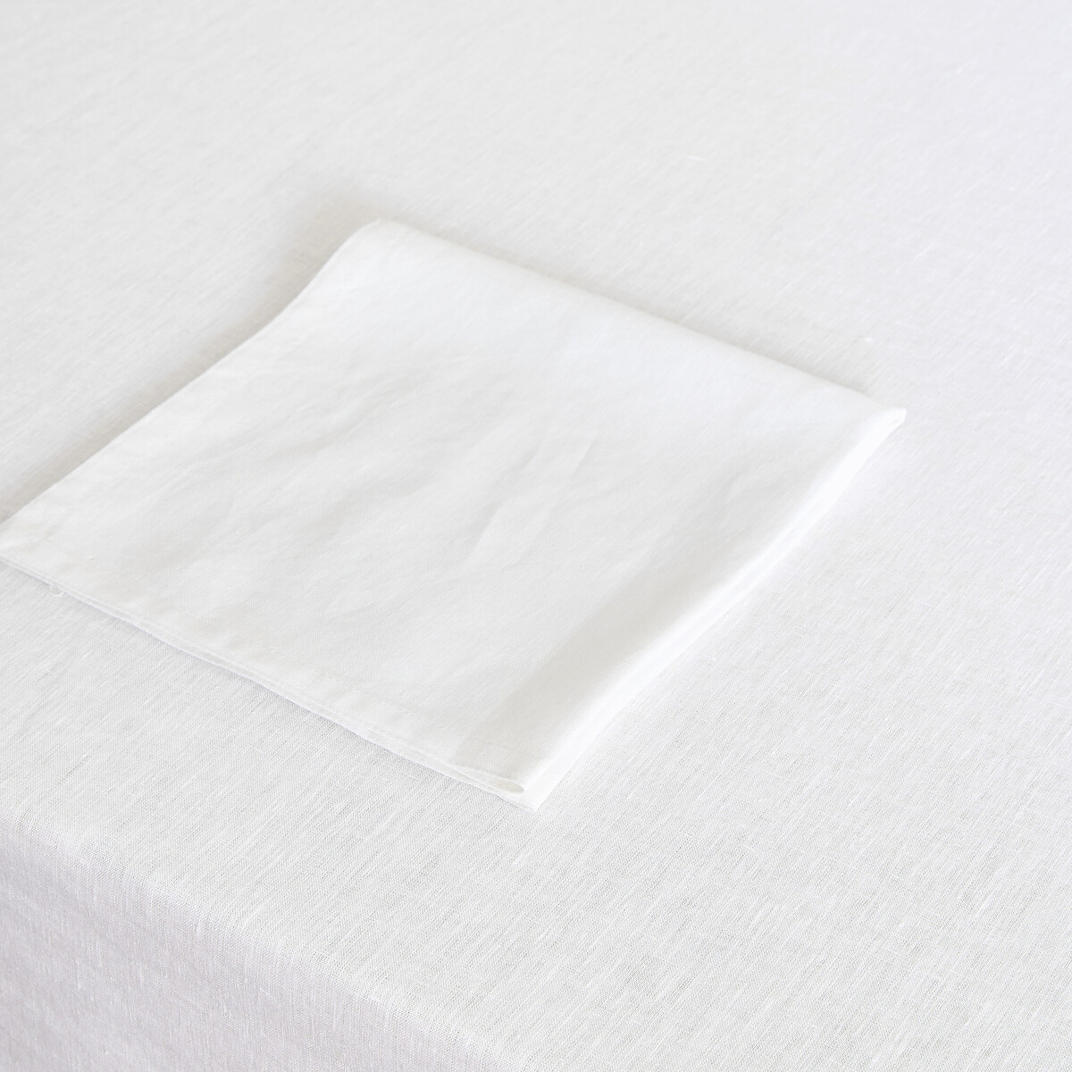 4er-Pack Servietten Victorine, gewaschenes Leinen weiss, LA REDOUTE INTERIEURS