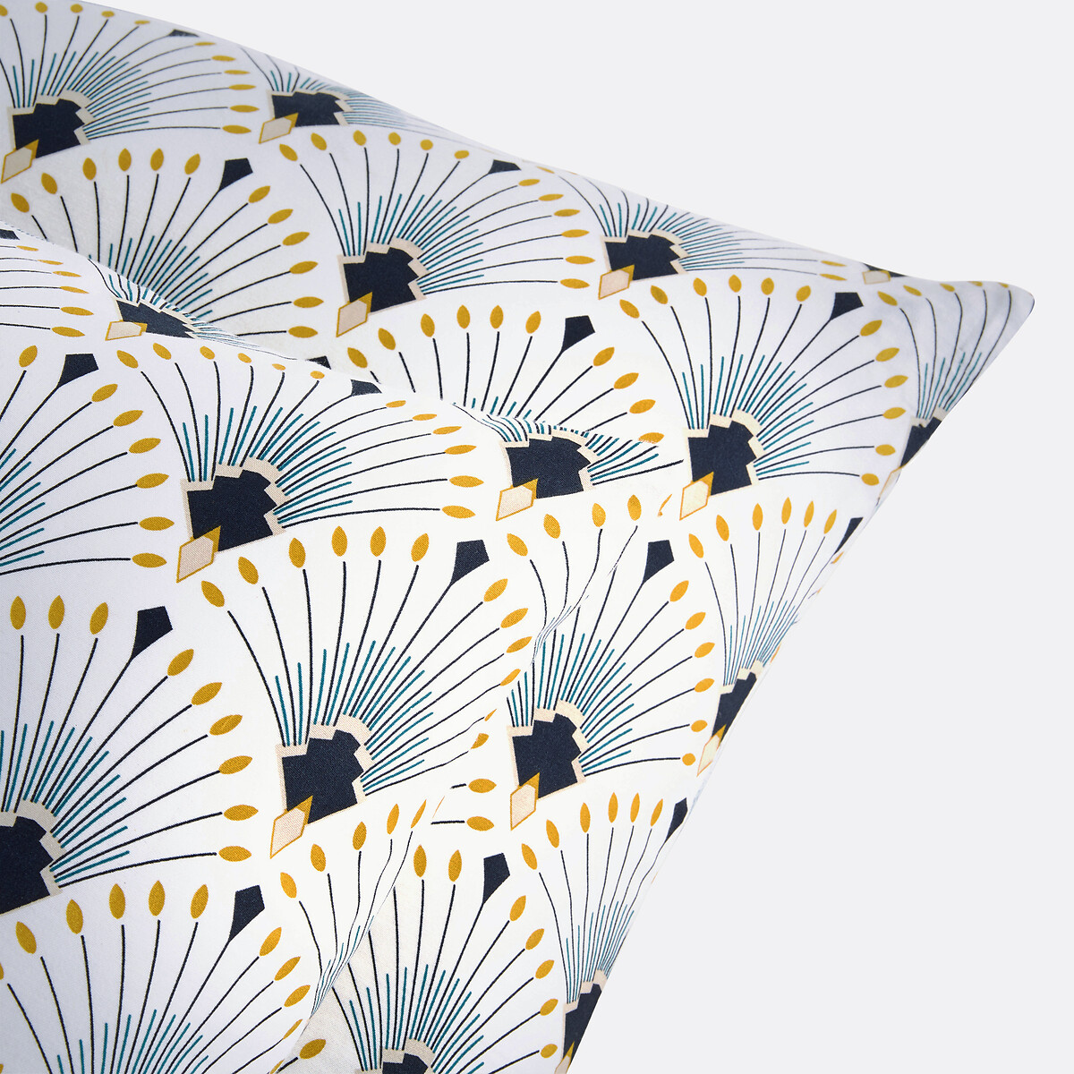 Taie d'oreiller satin de coton, Pawica blanc/imprimé bleu, LA REDOUTE INTERIEURS
