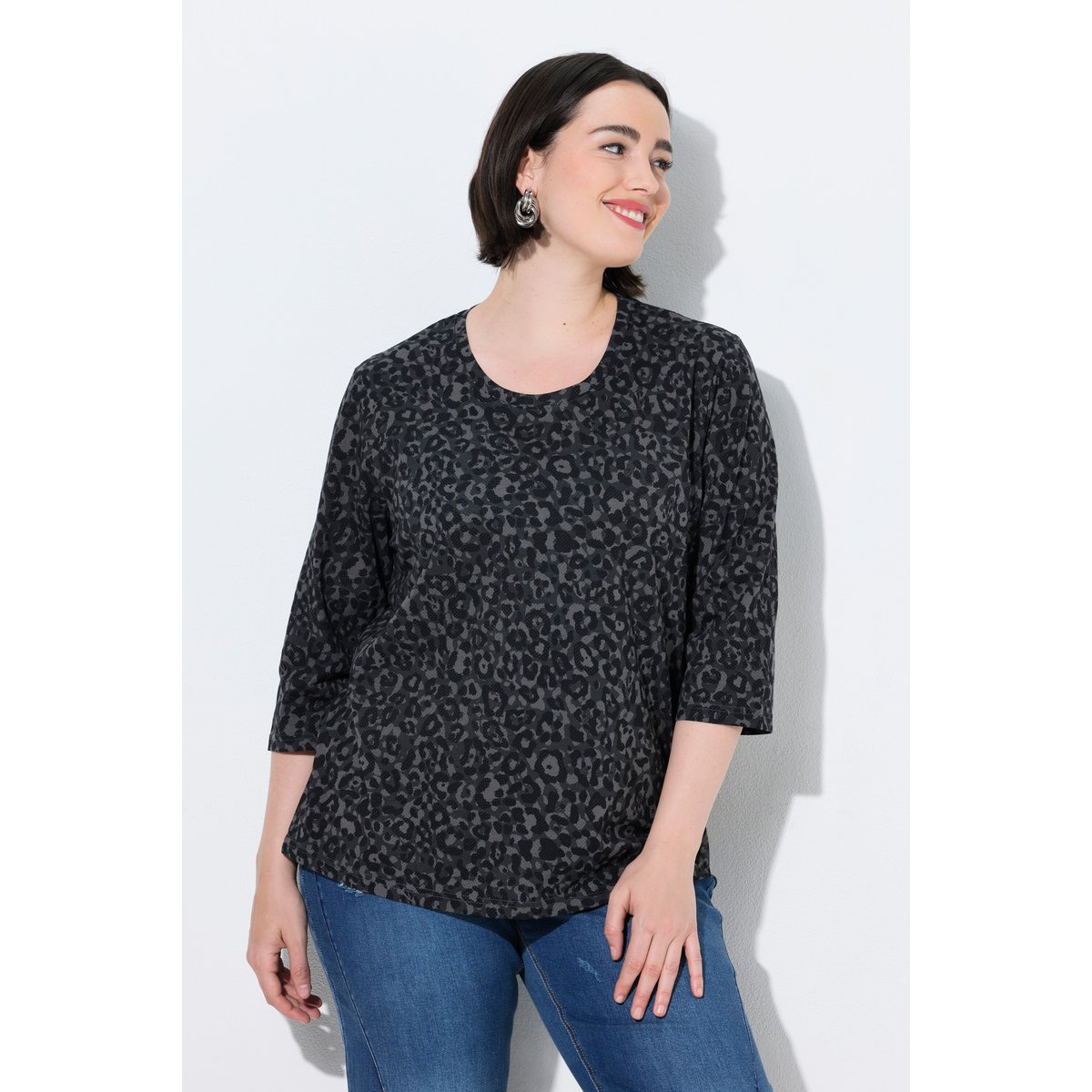 T-shirt motif léopard noir, ULLA POPKEN