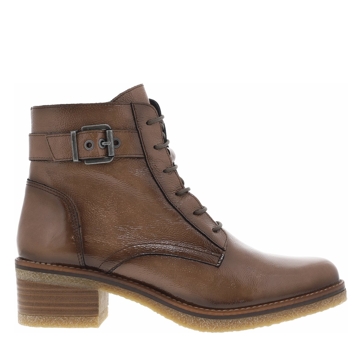 Boots en cuir taupe à semelle à talon décroché haut avec deux fermetures taupe, DORKING