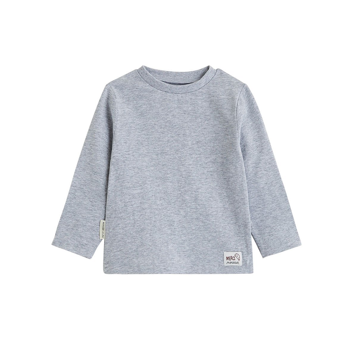 Lot de 2 t-shirts bébé manches longues Pistache gris, PETIT BEGUIN