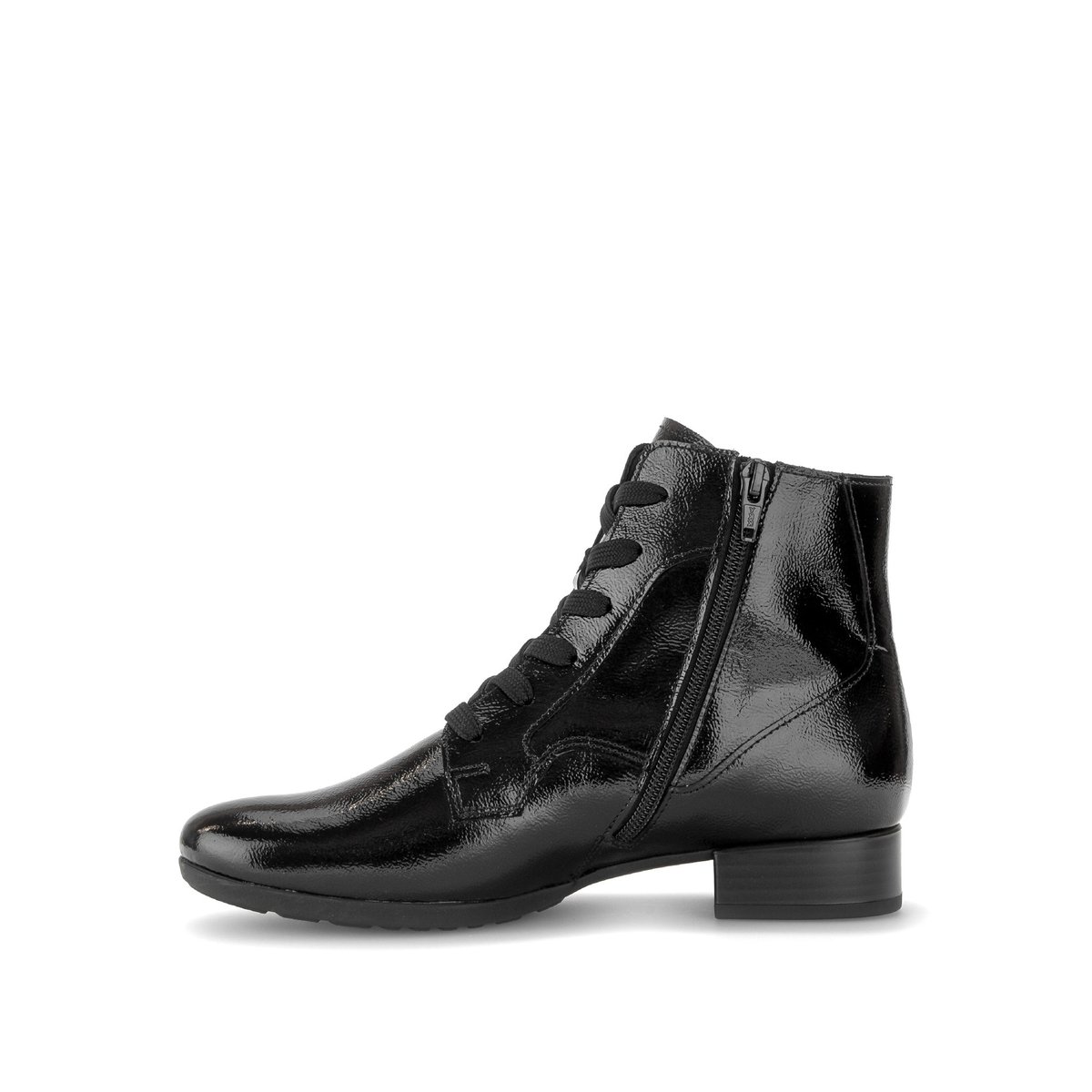 Bottines en cuir verni à talon décroché noir, GABOR