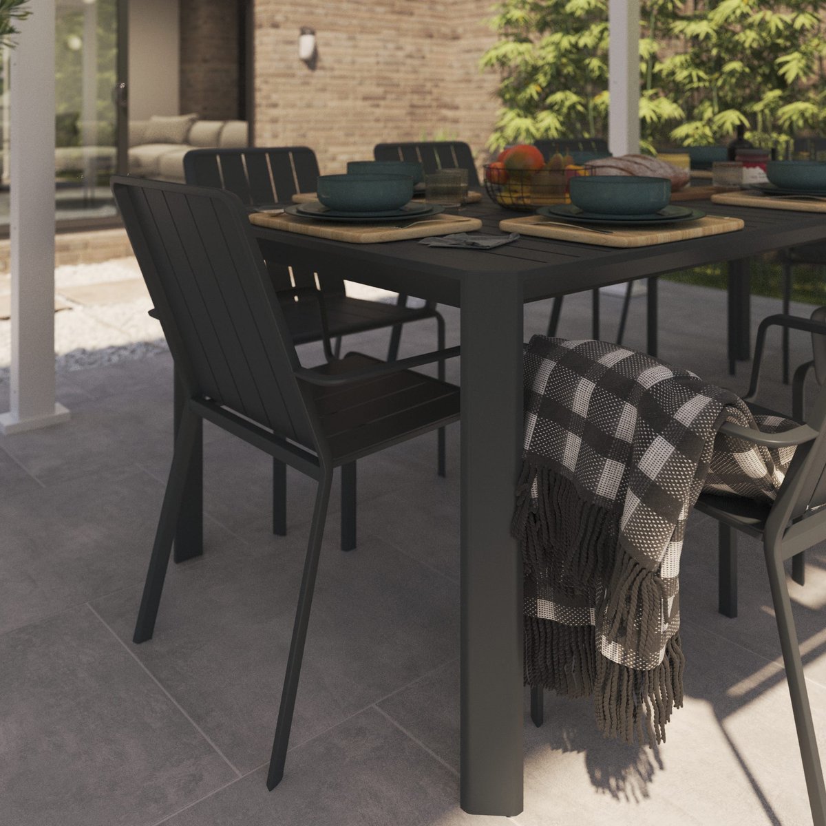 Table de jardin en aluminium, IDAHO gris / argent, NATERIAL