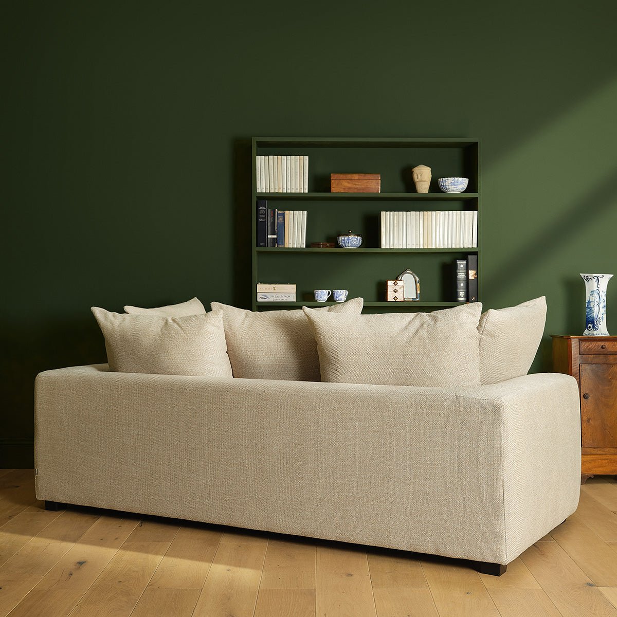 Canapé droit 3 places en tissu texturé   EDMOND beige chiné, BERAH GETAH
