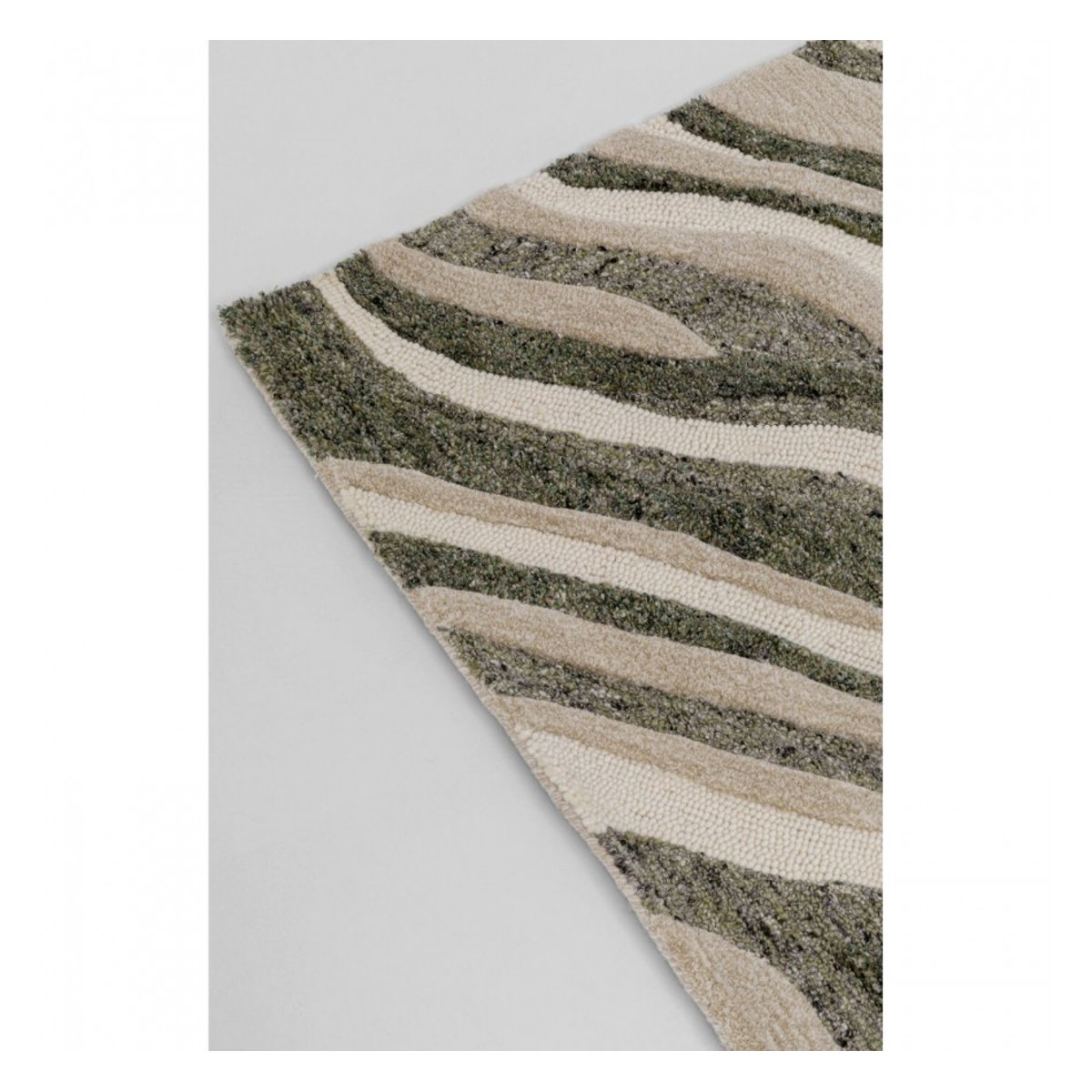 Tapis en laine et viscose, SHAPE WAVE vert, KARE DESIGN