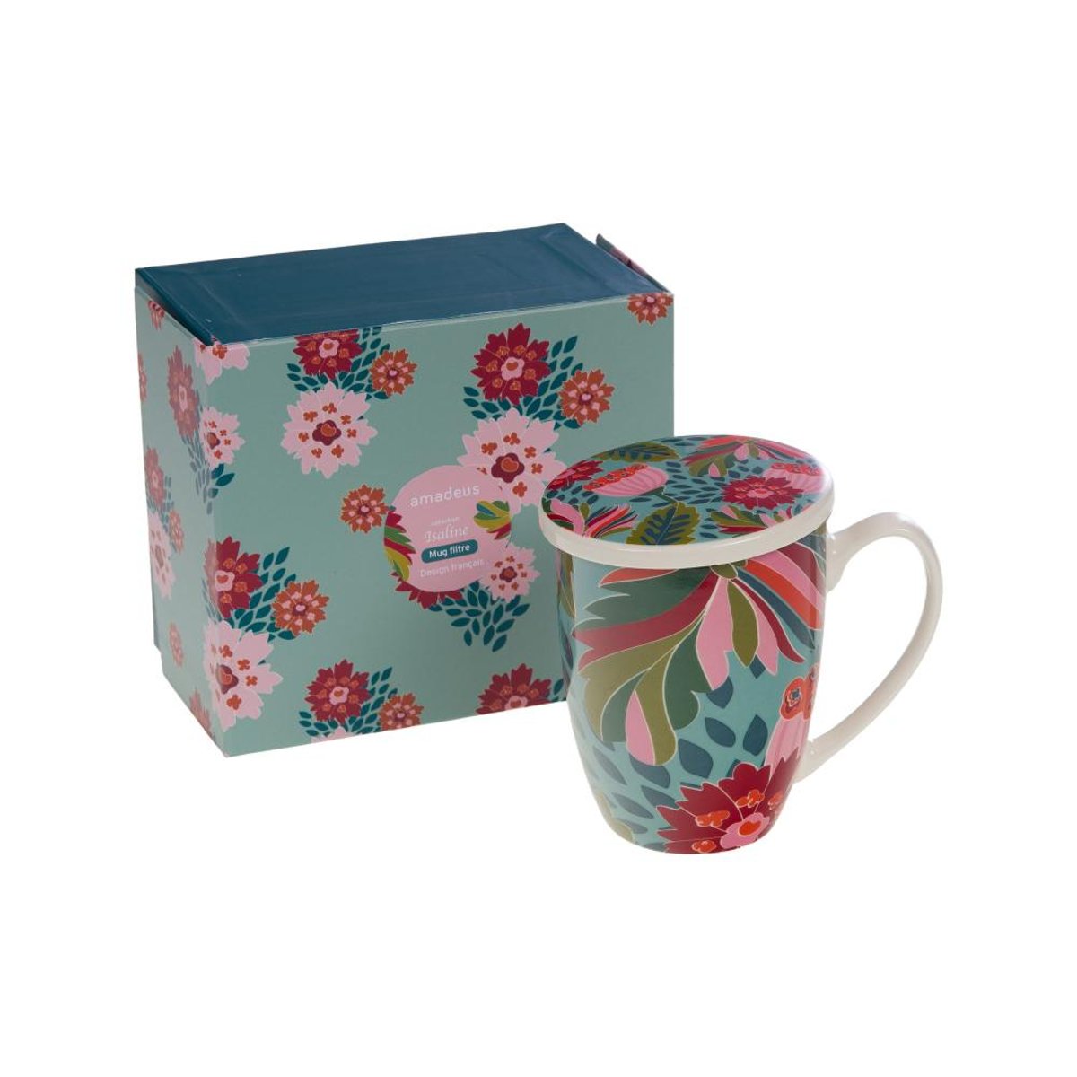 Coffret mug filtre Isaline multicolore, AMADEUS