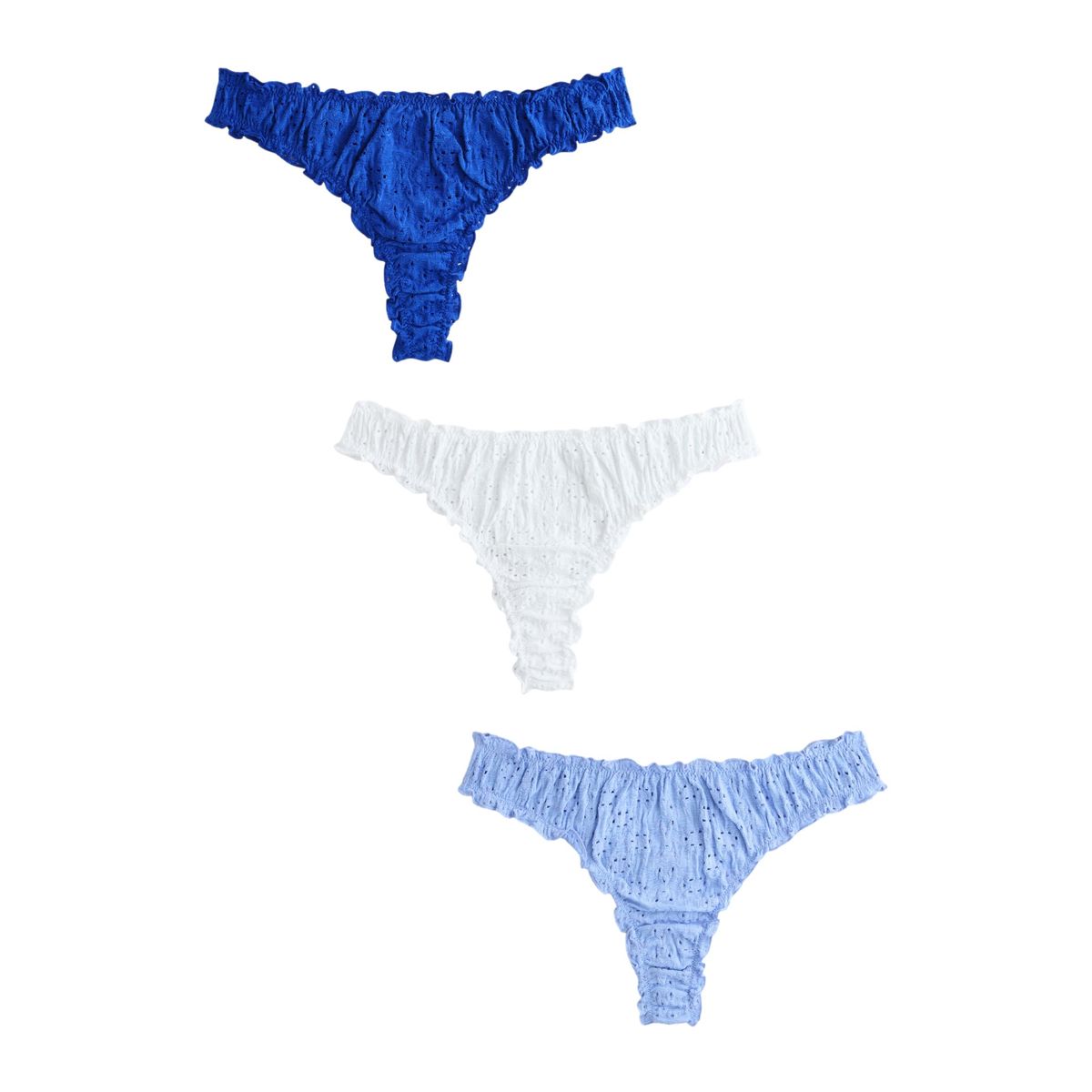 Culottes avec broderie et volants, lot de 3 bleu/blanc, NEXT