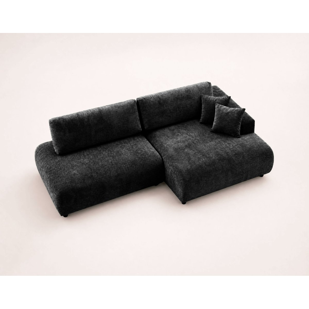 Canapé d'Angle Convertible en Tissu texturé 4 places - PIVOINE noir, BEST MOBILIER