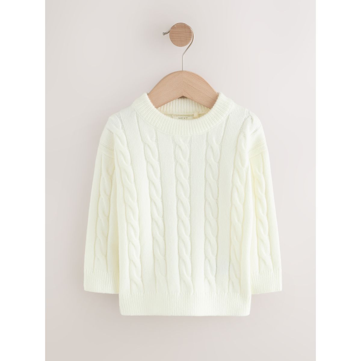 Pull ras du cou en maille torsadée à rayures blanc écru, NEXT