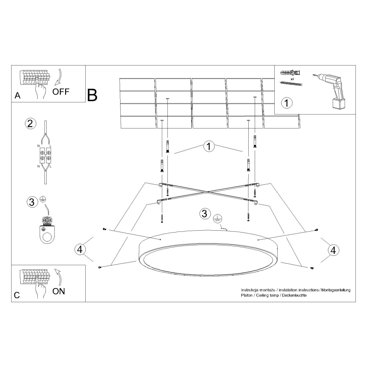 Plafonnier Aluminium Blanc LED 1 Onyx 60 blanc, EDEN