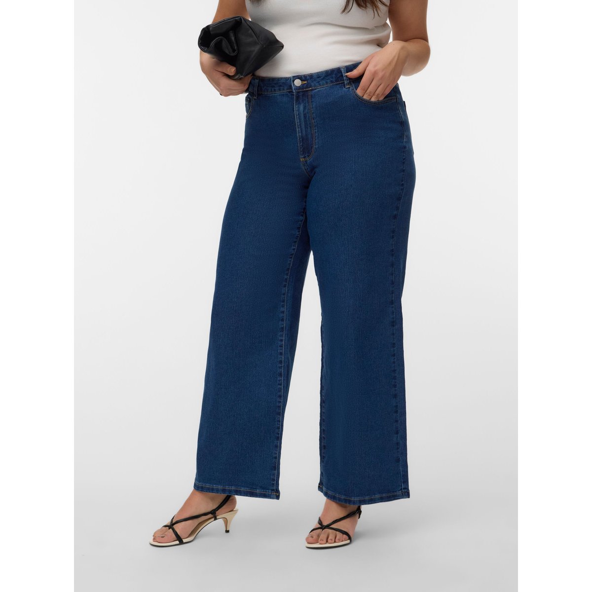 Jean À Coupe Large dark blue denim, VERO MODA
