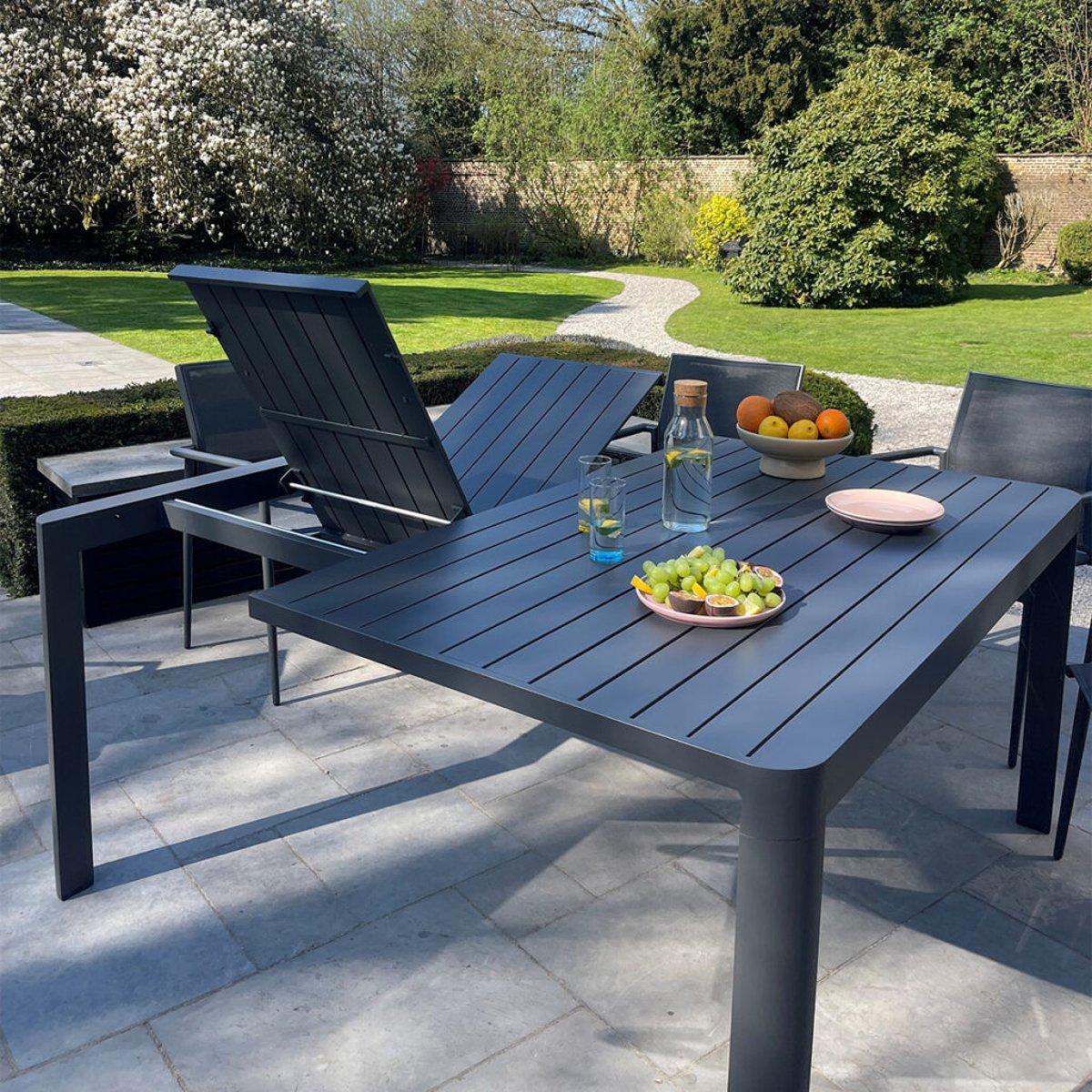 Table de jardin carré/rect  4/8p en alu COMO gris, WILSA GARDEN