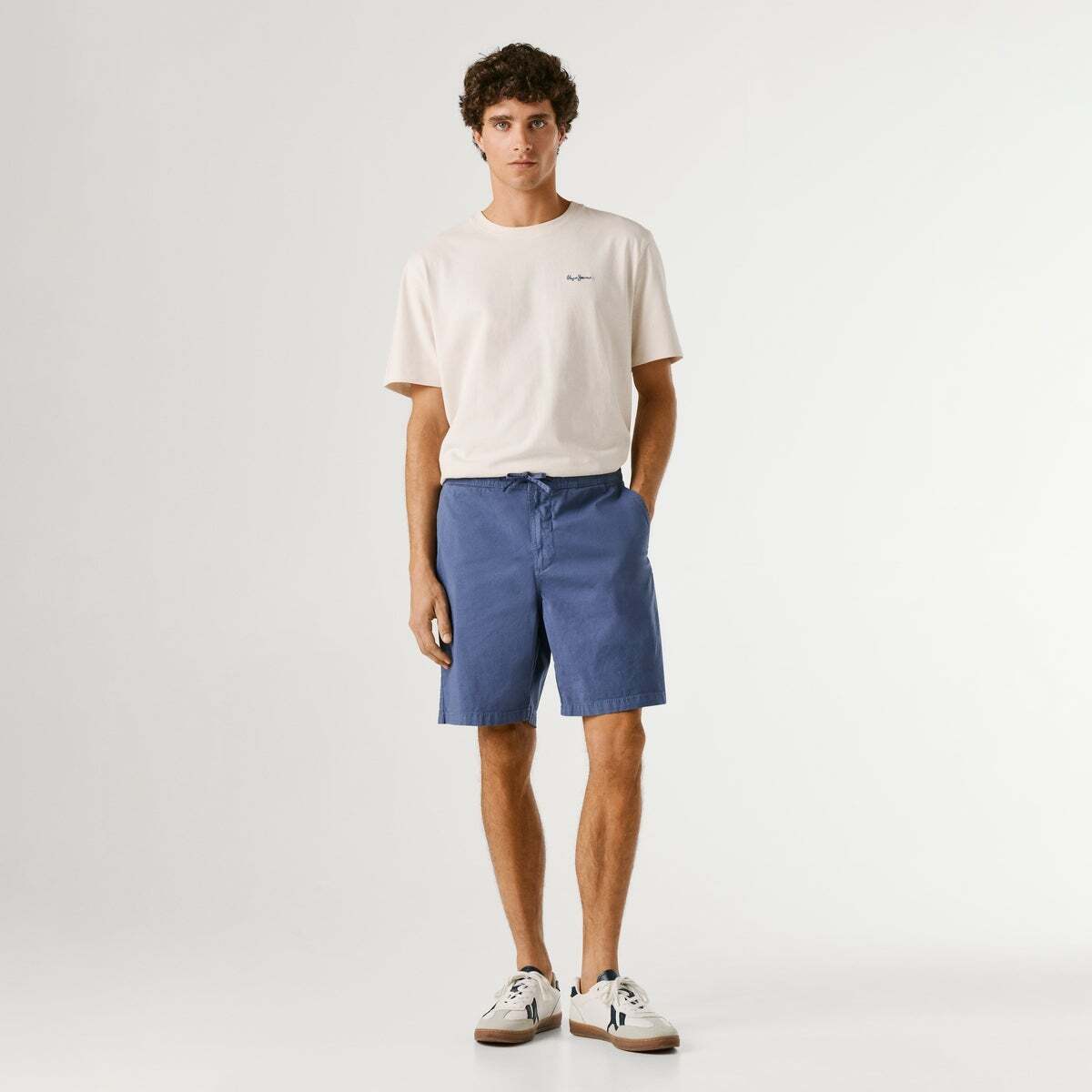 Bermuda Popeline Coupe Décontractée bleu marine délavé, PEPE JEANS