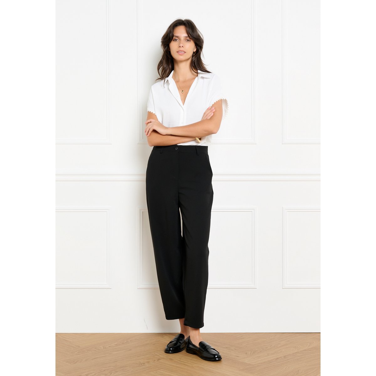 Pantalon barrel scuba noir, LOLALIZA