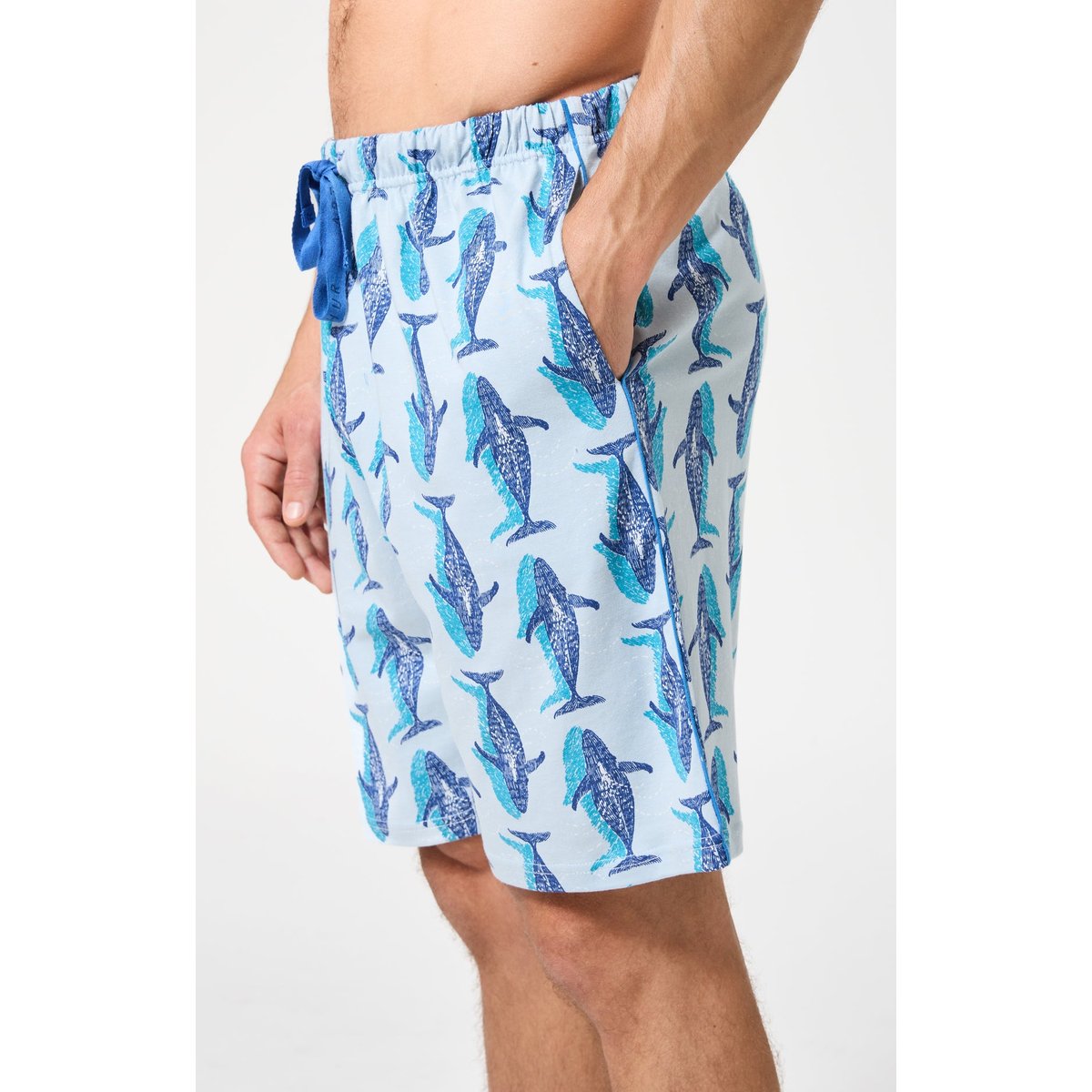 Pyjashort en coton imprimé Pacifique bleu, ARTHUR