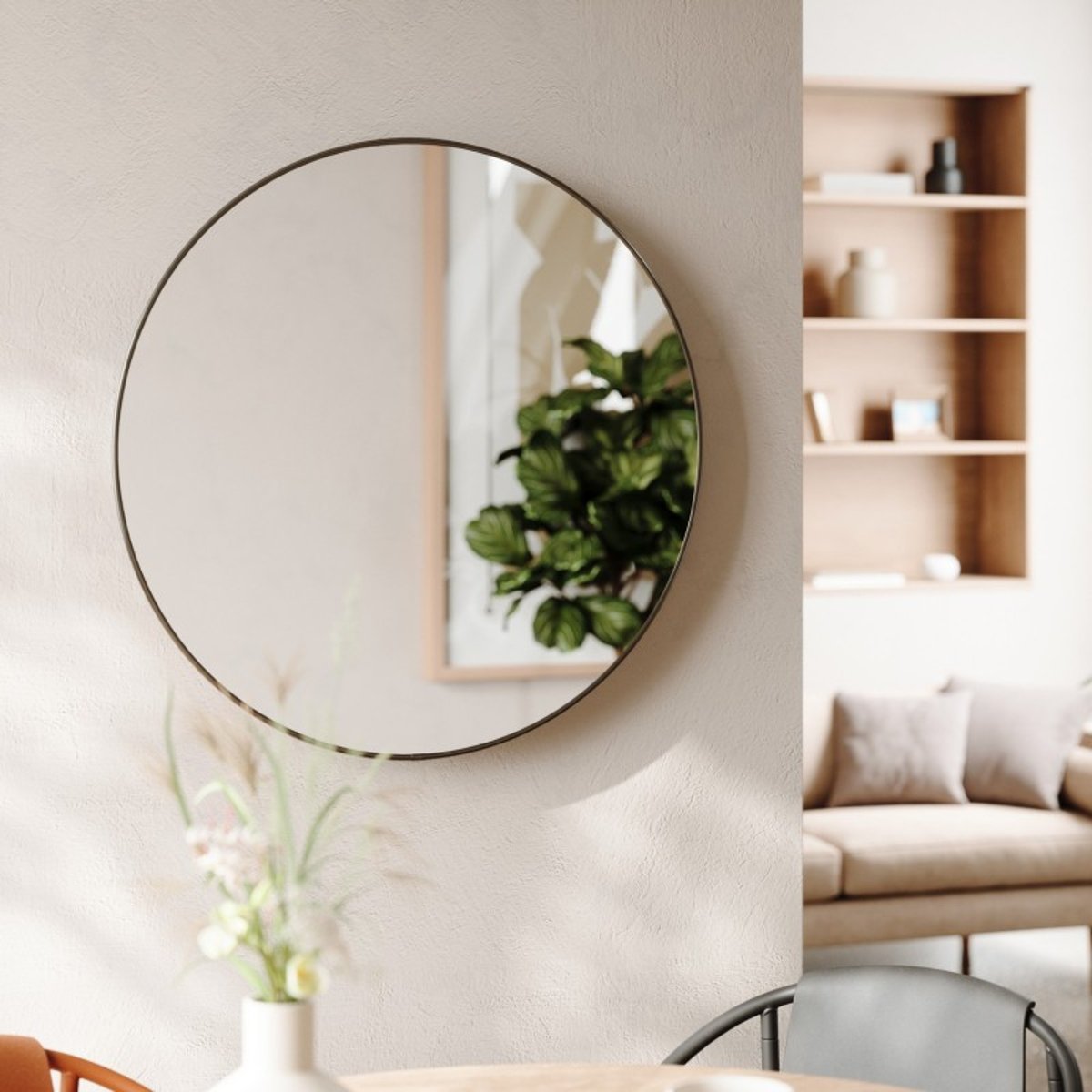Grand miroir mural  HUBBA gris zinc, UMBRA