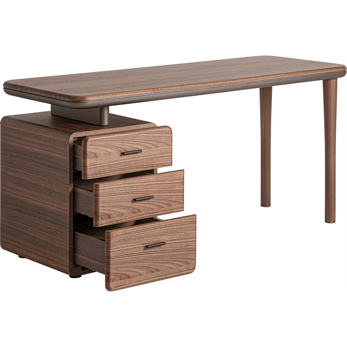 Bureau art déco en bois et verre marron bois et verre ambré, RECOLLECTION
