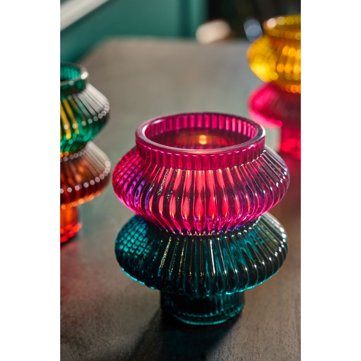 Photophore en verre et bougeoir, lot de 3 multicolore, NEXT