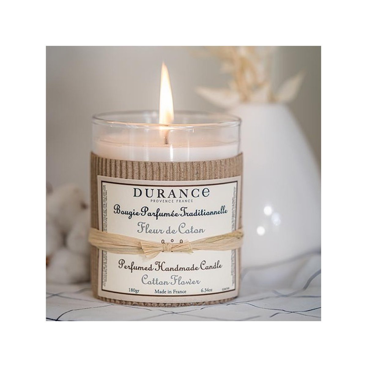 Grande bougie Fleur de Coton couleur unique, DURANCE