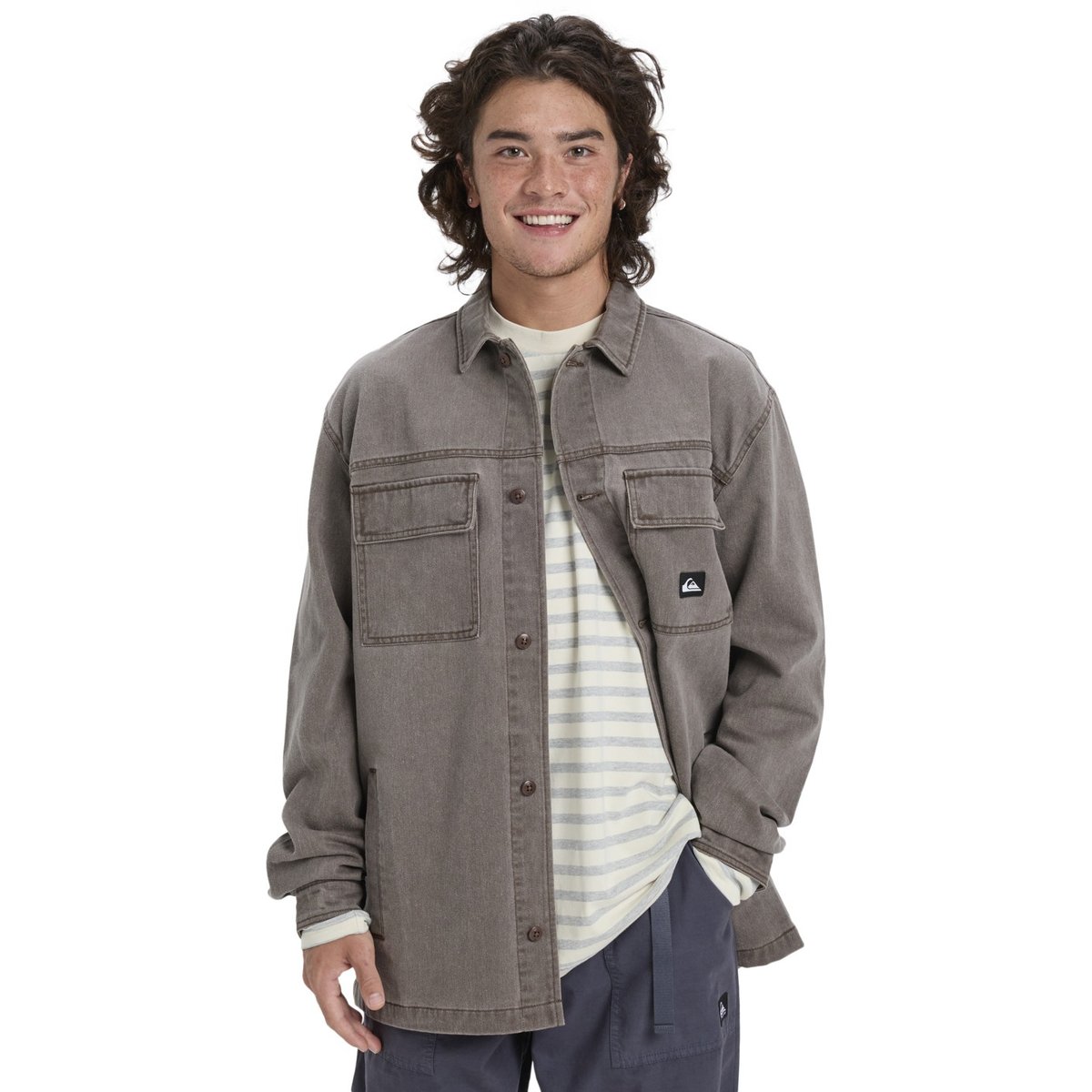 Chemise manches longues MOHAB WASHED TWILL marron chocolate brown, QUIKSILVER