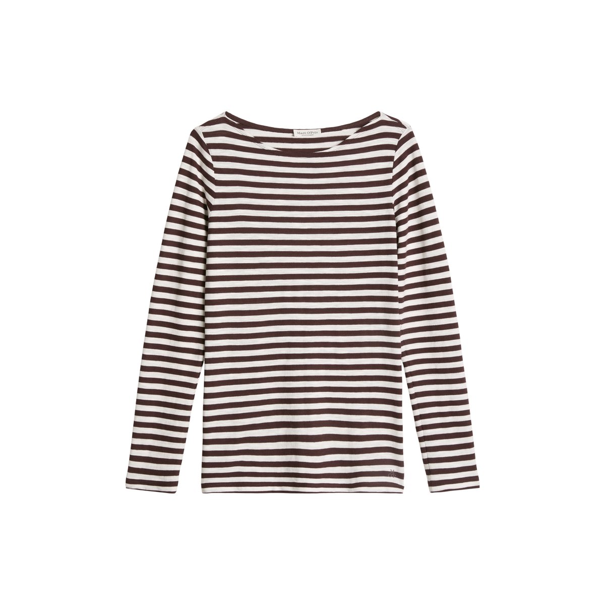 T-shirt long rayé regular en qualité Organic Cotton rouge, MARC O'POLO