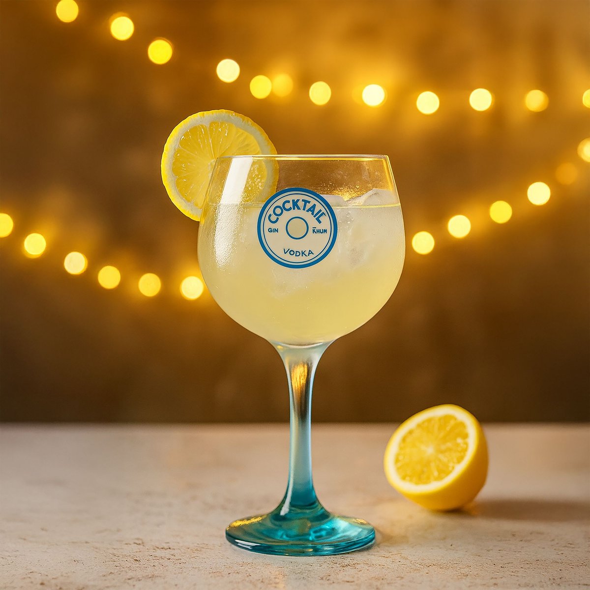 Lot de 2 verres à cocktail 73cl en verre bleu-transparent, NOVASTYL